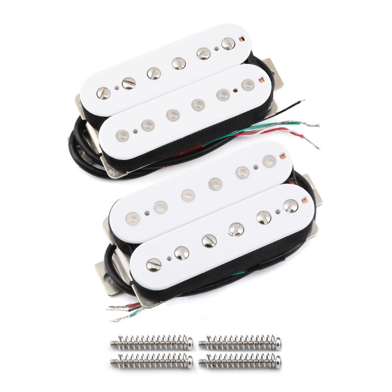 FLEOR Alnico 5 Guitar Pickup Double Coil Humbucker Pickups Neck and Bridge Set White - Image 1